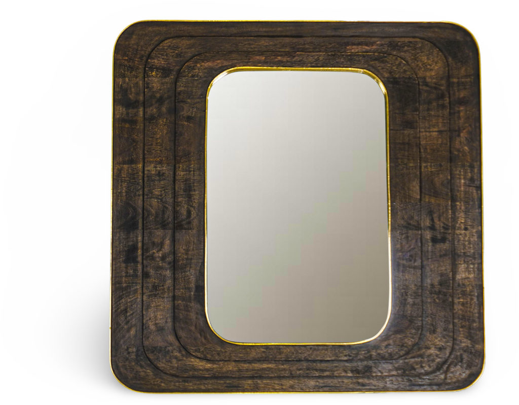 Rectangular Natural Wooden Wall Mirror