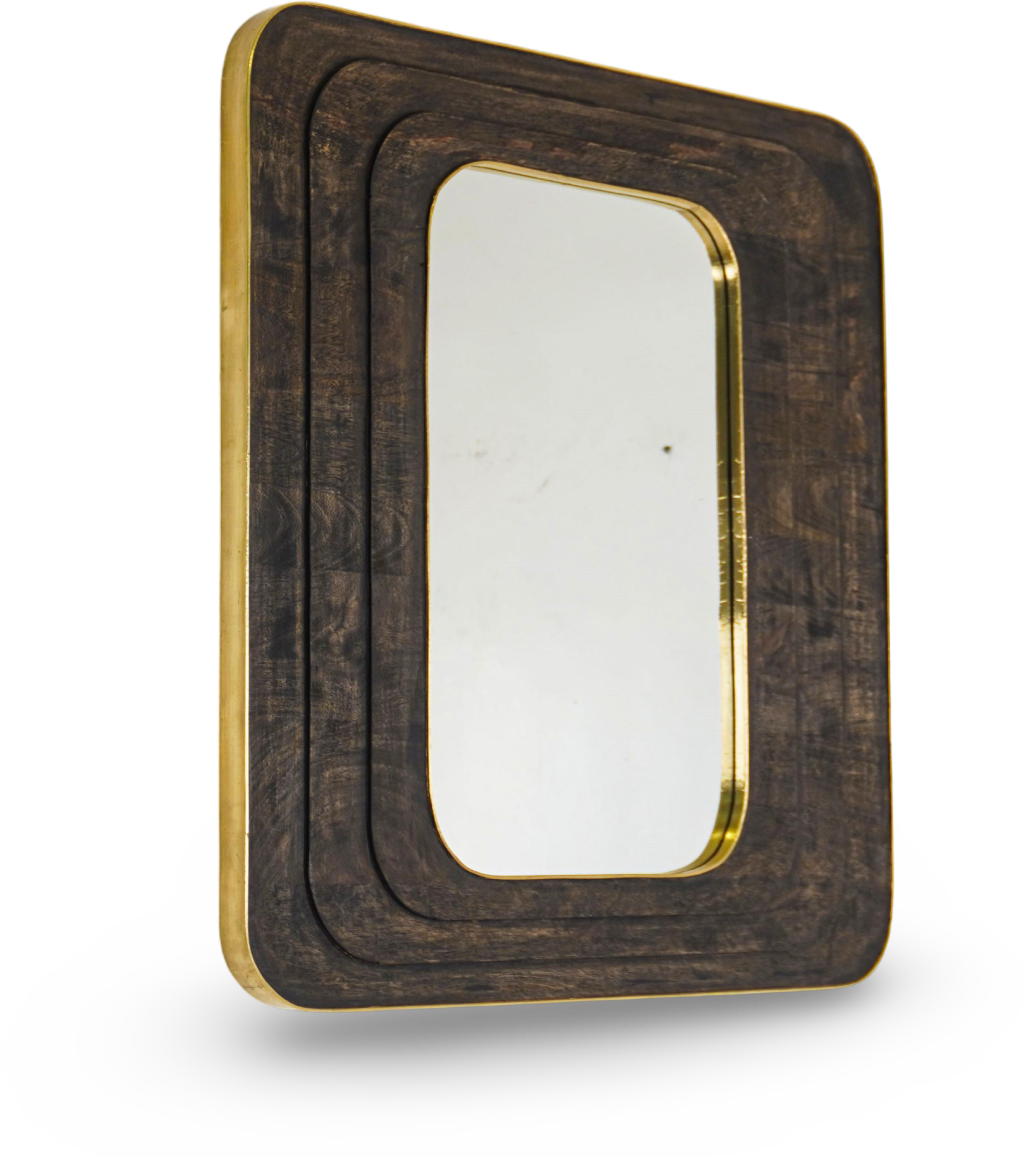 Rectangular Natural Wooden Wall Mirror