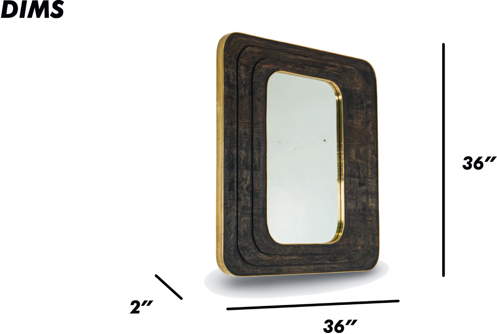 Rectangular Natural Wooden Wall Mirror
