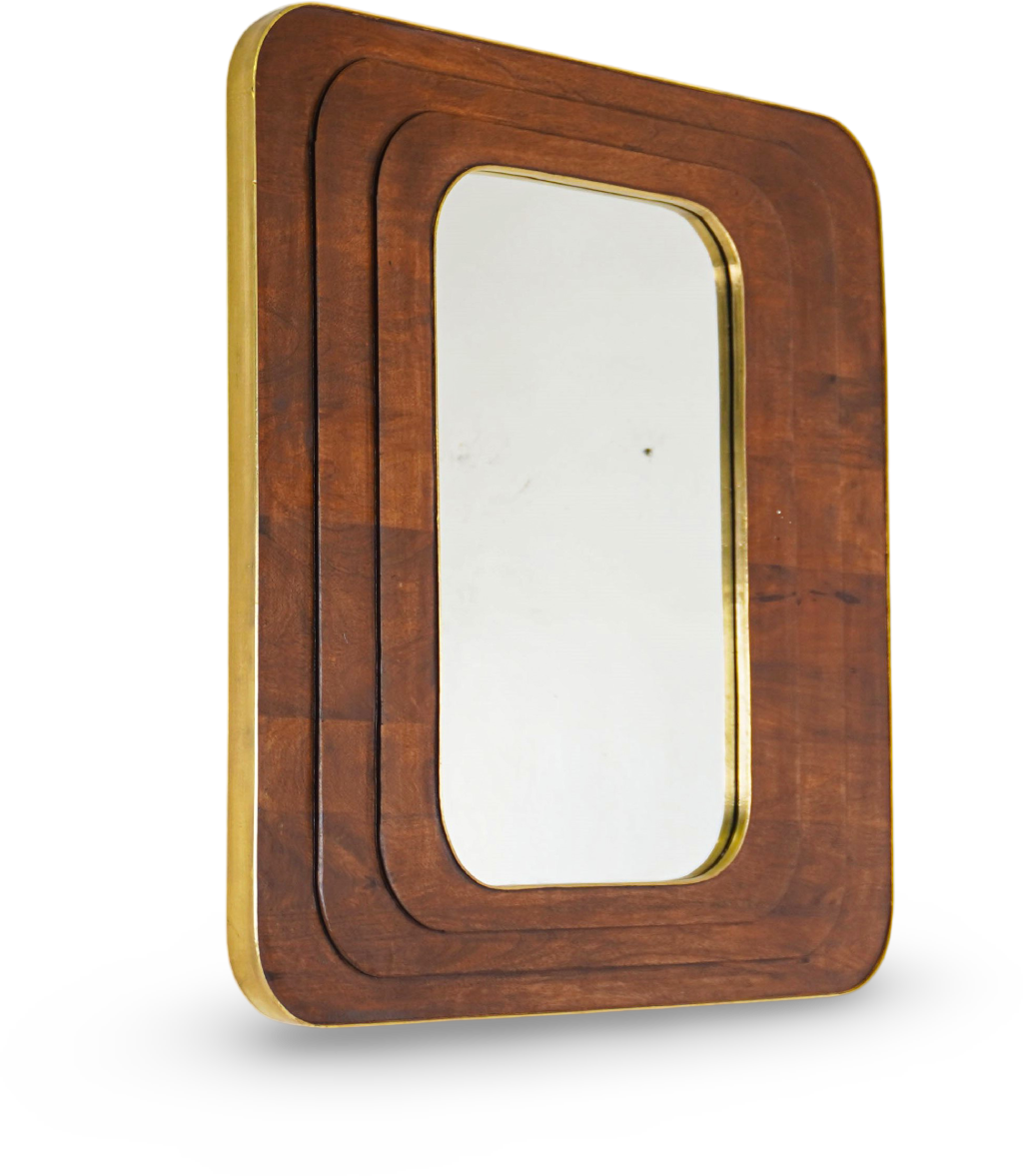 Rectangular Natural Wooden Wall Mirror