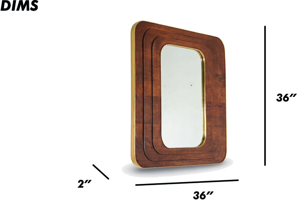 Rectangular Natural Wooden Wall Mirror