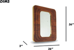 Rectangular Natural Wooden Wall Mirror