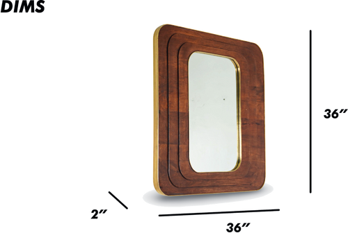 Rectangular Natural Wooden Wall Mirror