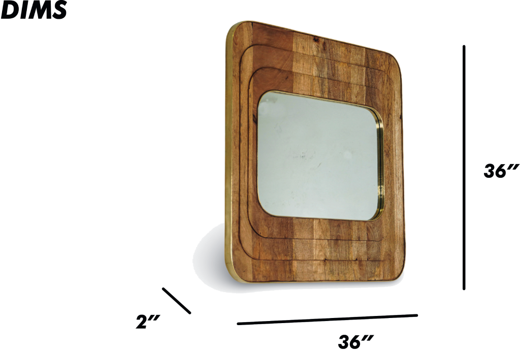 Rectangular Natural Wooden Wall Mirror