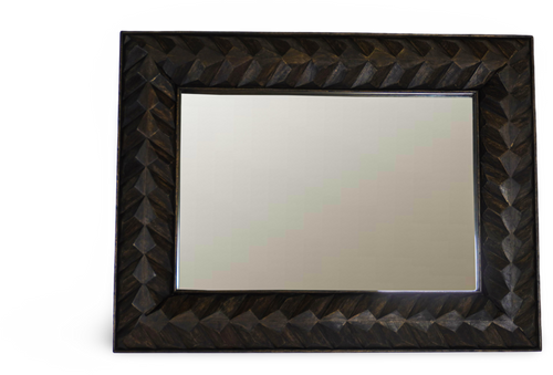Geometric Carved Wooden Wall Mirror