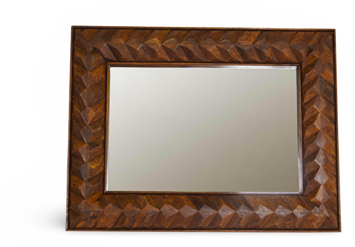 Geometric Carved Wooden Wall Mirror
