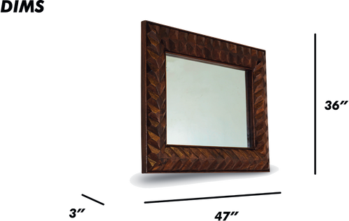 Geometric Carved Wooden Wall Mirror