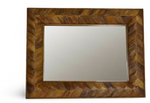 Geometric Carved Wooden Wall Mirror