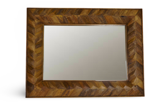 Geometric Carved Wooden Wall Mirror