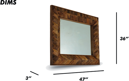Geometric Carved Wooden Wall Mirror