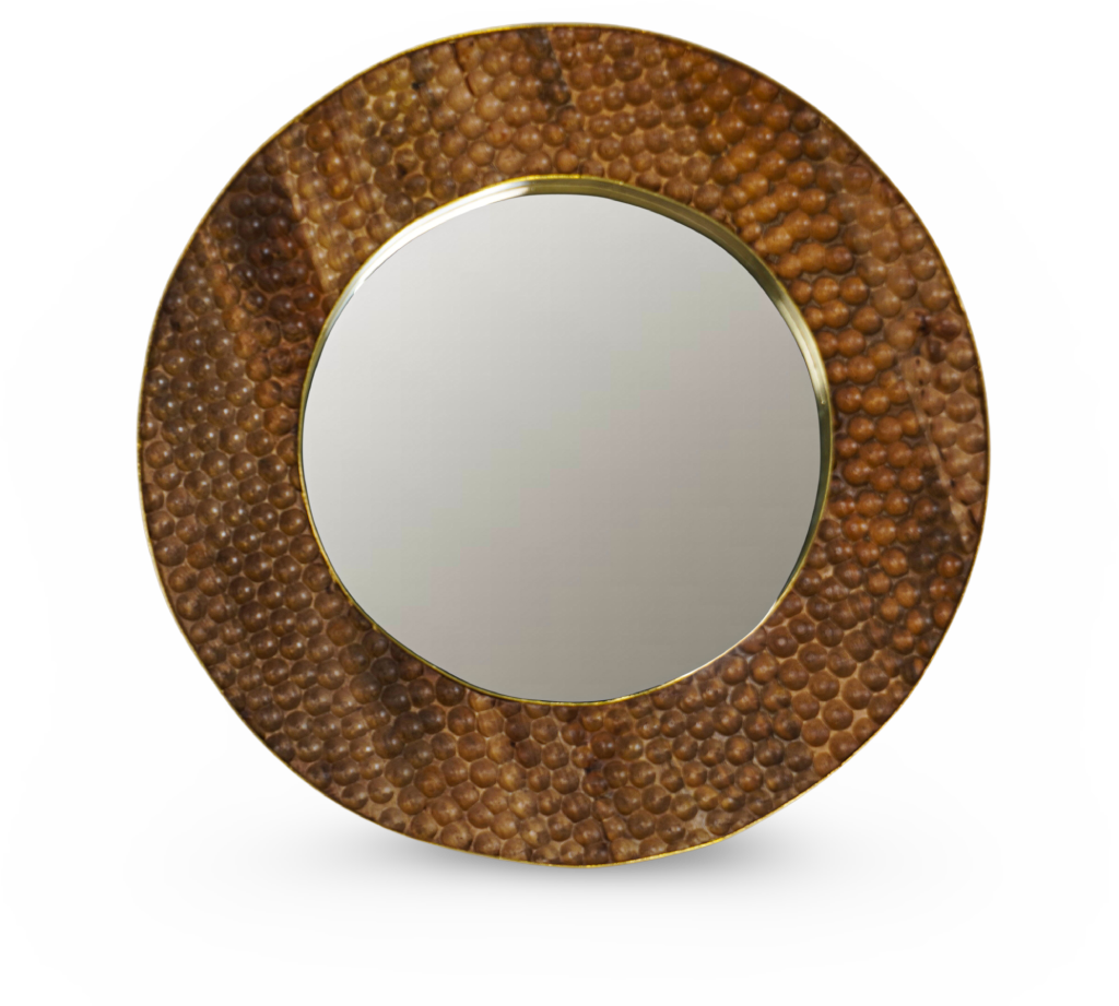 Round Bubble-Textured Metal Frame Mirror