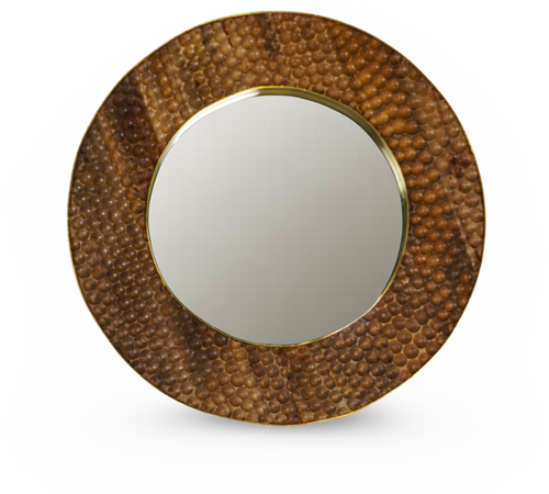 Round Bubble-Textured Metal Frame Mirror