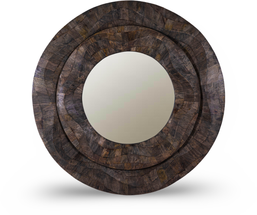 Handcrafted Concave Wooden Frame Mirror