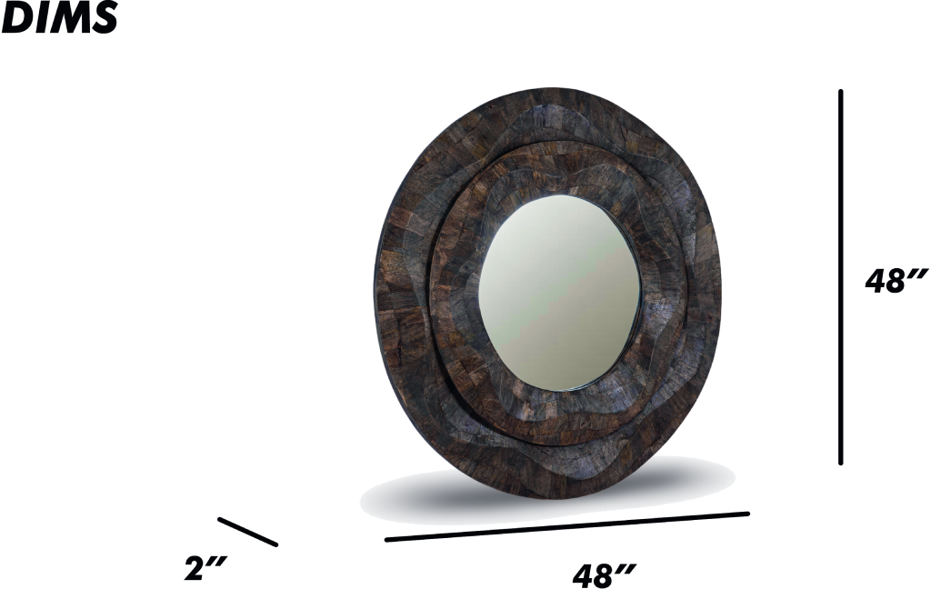 Handcrafted Concave Wooden Frame Mirror