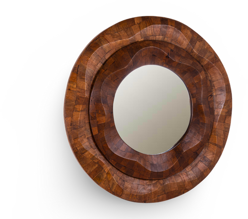 Handcrafted Concave Wooden Frame Mirror