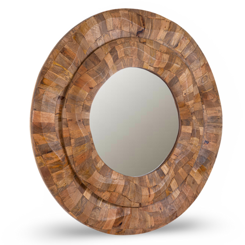 Handcrafted Concave Wooden Frame Mirror