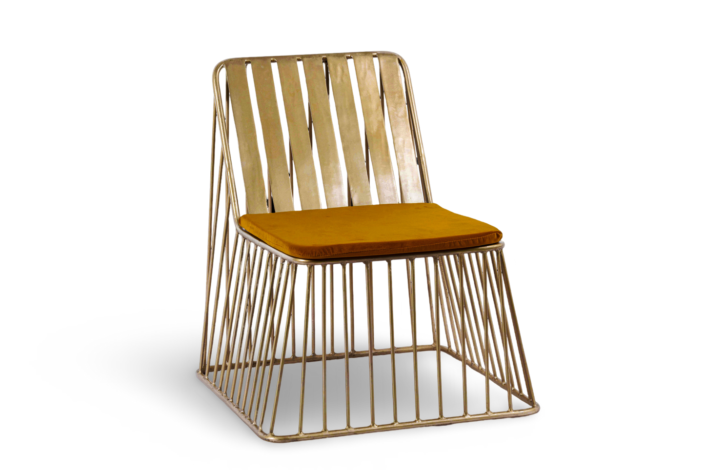 Modern Metal Chair with Yellow Cushion