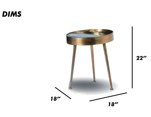 Brass Finish Round Side Table
