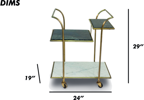Metal and Stone Bar Trolley