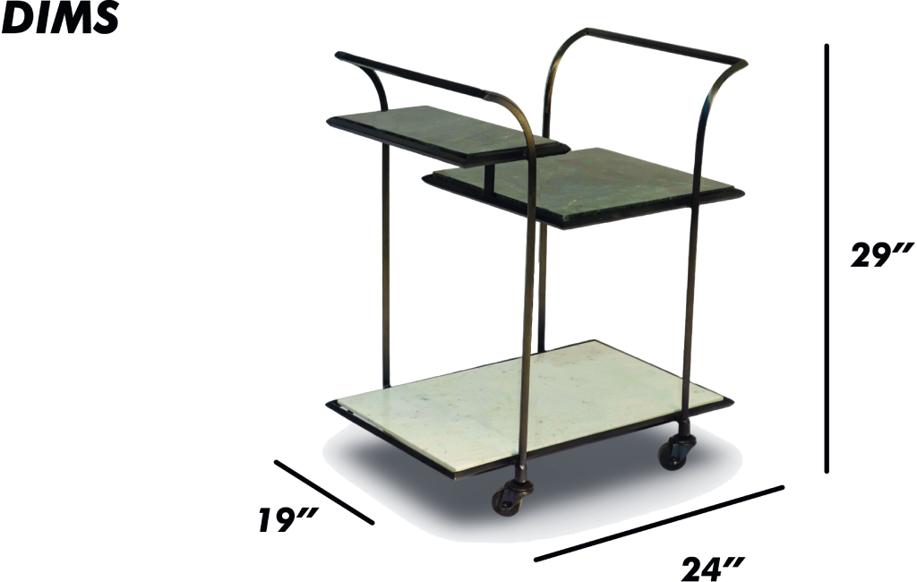 Metal and Stone Bar Trolley