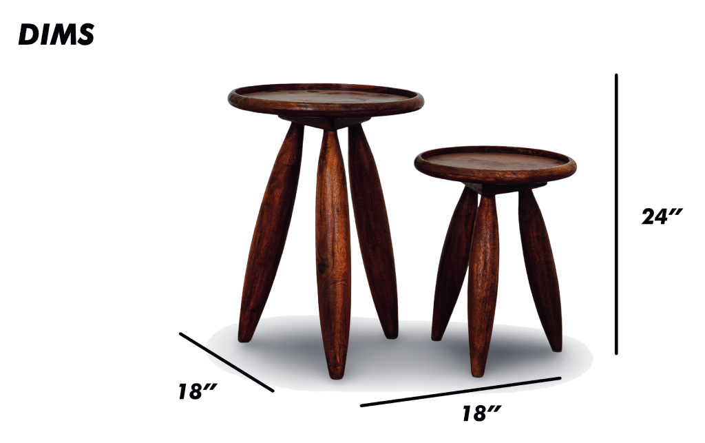 End Table Set in Brown Finish