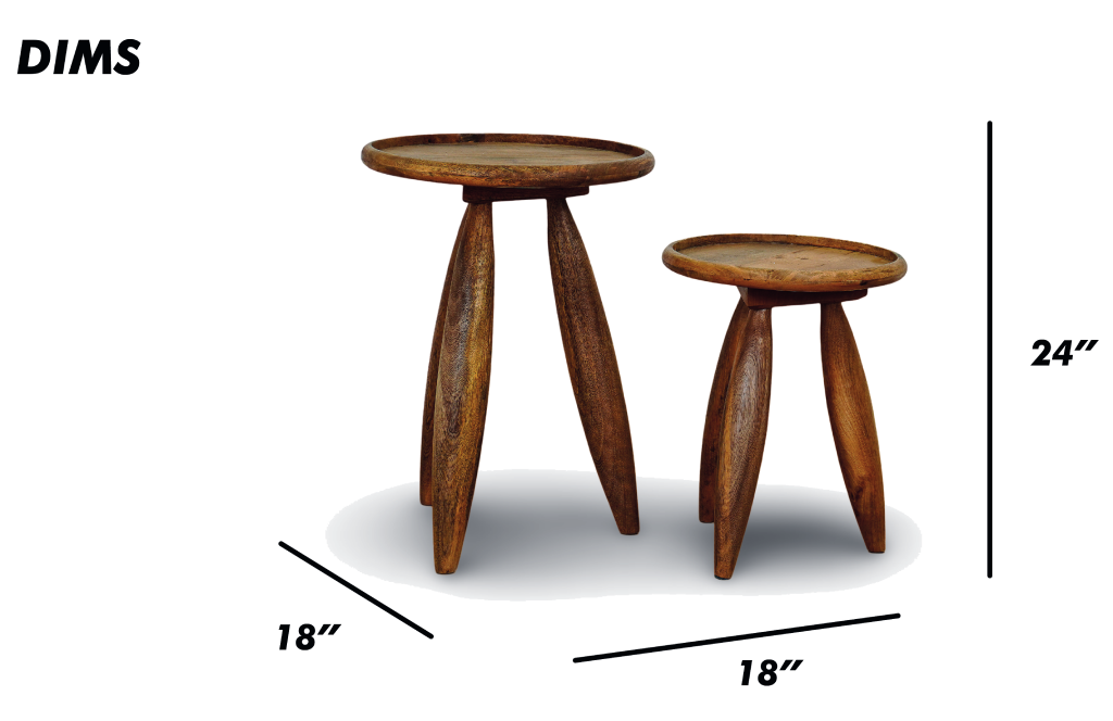 End Table Set in Brown Finish