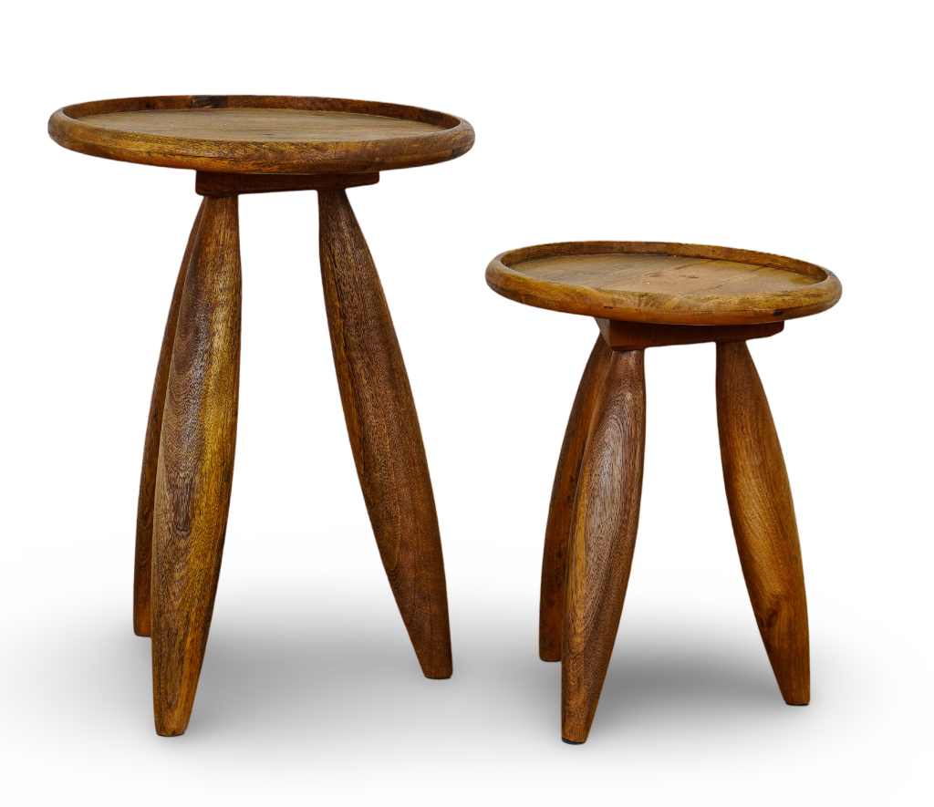 End Table Set in Brown Finish