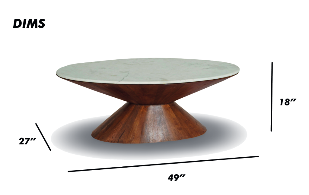 Round Pedestal Coffee Table with Marble Top