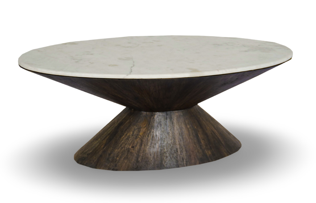 Round Pedestal Coffee Table with Marble Top