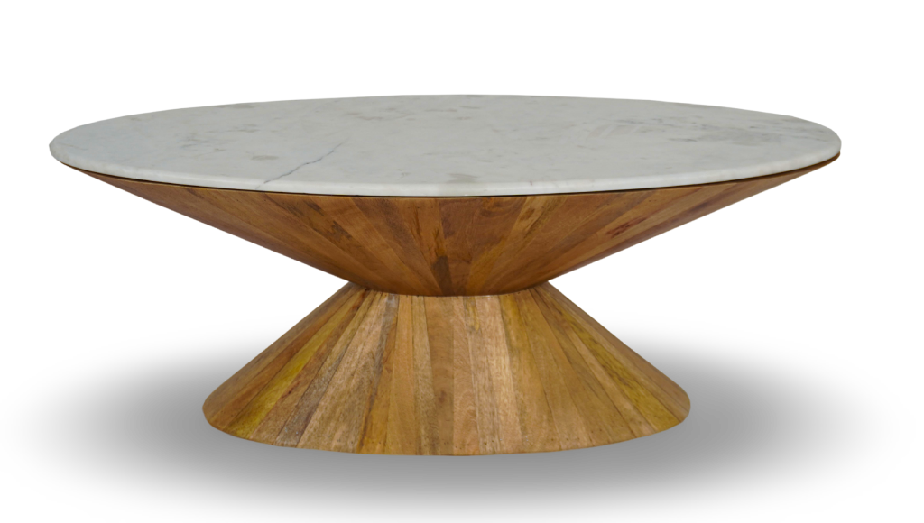 Round Pedestal Coffee Table with Marble Top