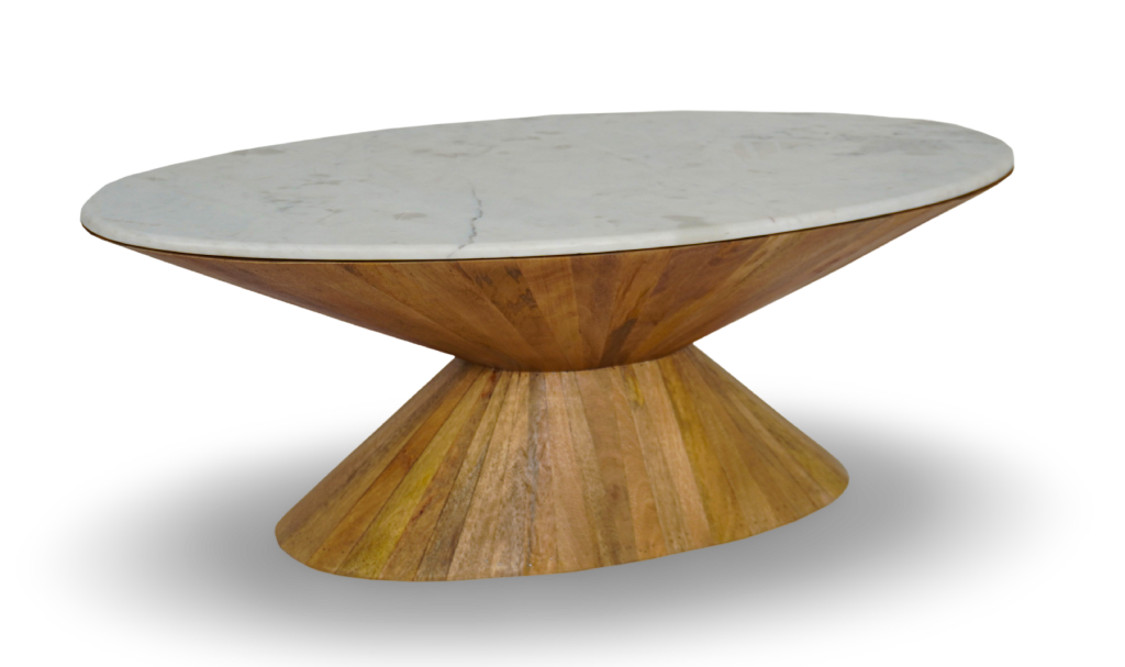 Round Pedestal Coffee Table with Marble Top