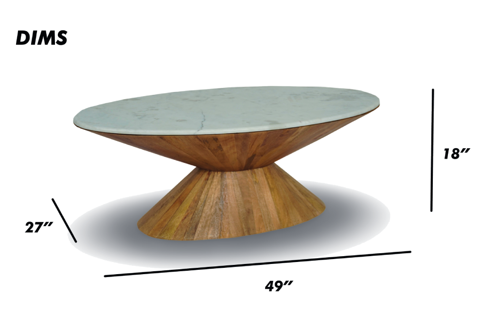 Round Pedestal Coffee Table with Marble Top