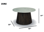 Round Coffee Table with Hammered Copper Base and Marble Top