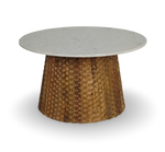 Round Coffee Table with Hammered Copper Base and Marble Top