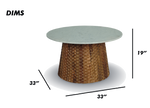 Round Coffee Table with Hammered Copper Base and Marble Top