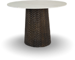 White Marble Table with Textured Metal Base