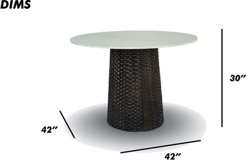 White Marble Table with Textured Metal Base