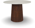 White Marble Table with Textured Metal Base