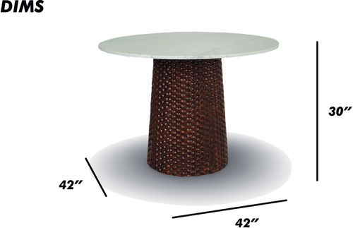 White Marble Table with Textured Metal Base