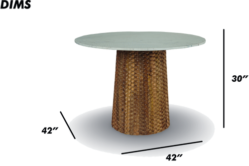 White Marble Table with Textured Metal Base