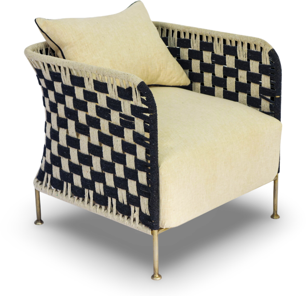 Woven Rope Accent Chair with Metal Legs