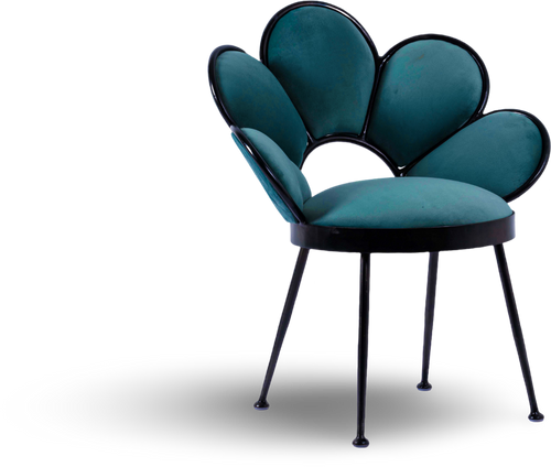 Floral Back Velvet Accent Chair with Brass Frame