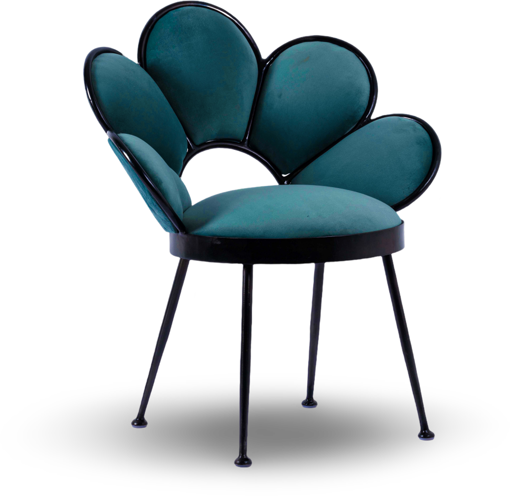 Floral Back Velvet Accent Chair with Brass Frame