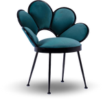 Floral Back Velvet Accent Chair with Brass Frame
