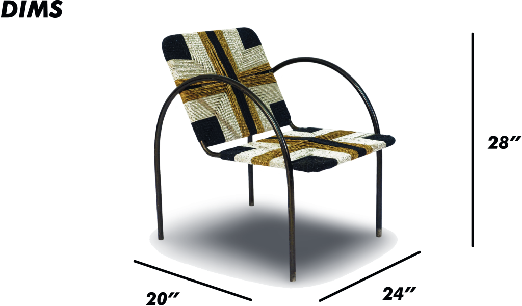 Geometric Woven Rope Chair with Metal Frame
