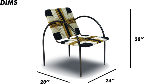 Geometric Woven Rope Chair with Metal Frame