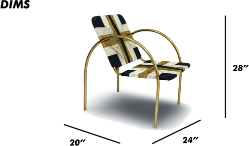 Geometric Woven Rope Chair with Metal Frame