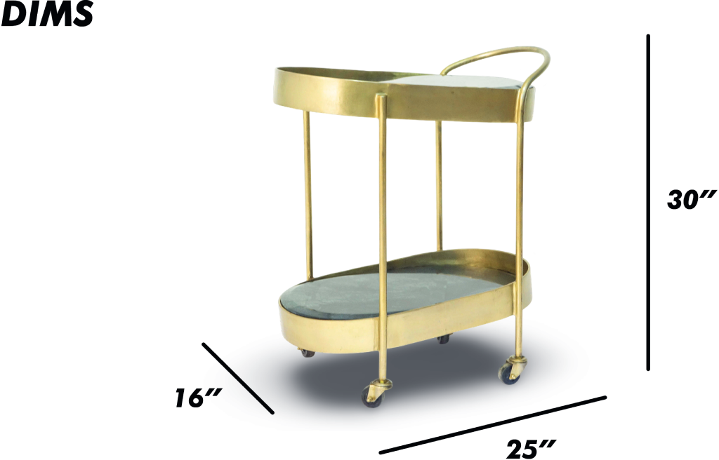 Brass Antique Oval Bar Trolley