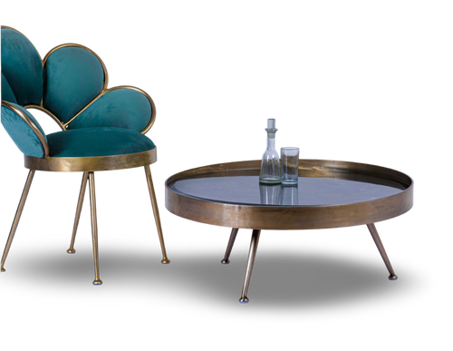 Round Black Coffee Table with Tripod Legs