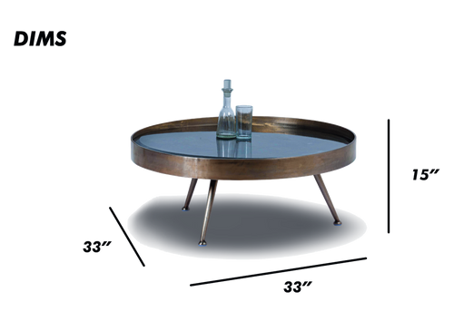 Round Black Coffee Table with Tripod Legs